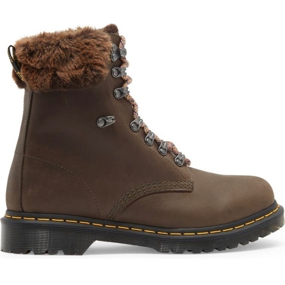 NEW DR. MARTENS 1460 Serena Faux Fur Combat Booties Brown US 9 - Picture 1 of 5